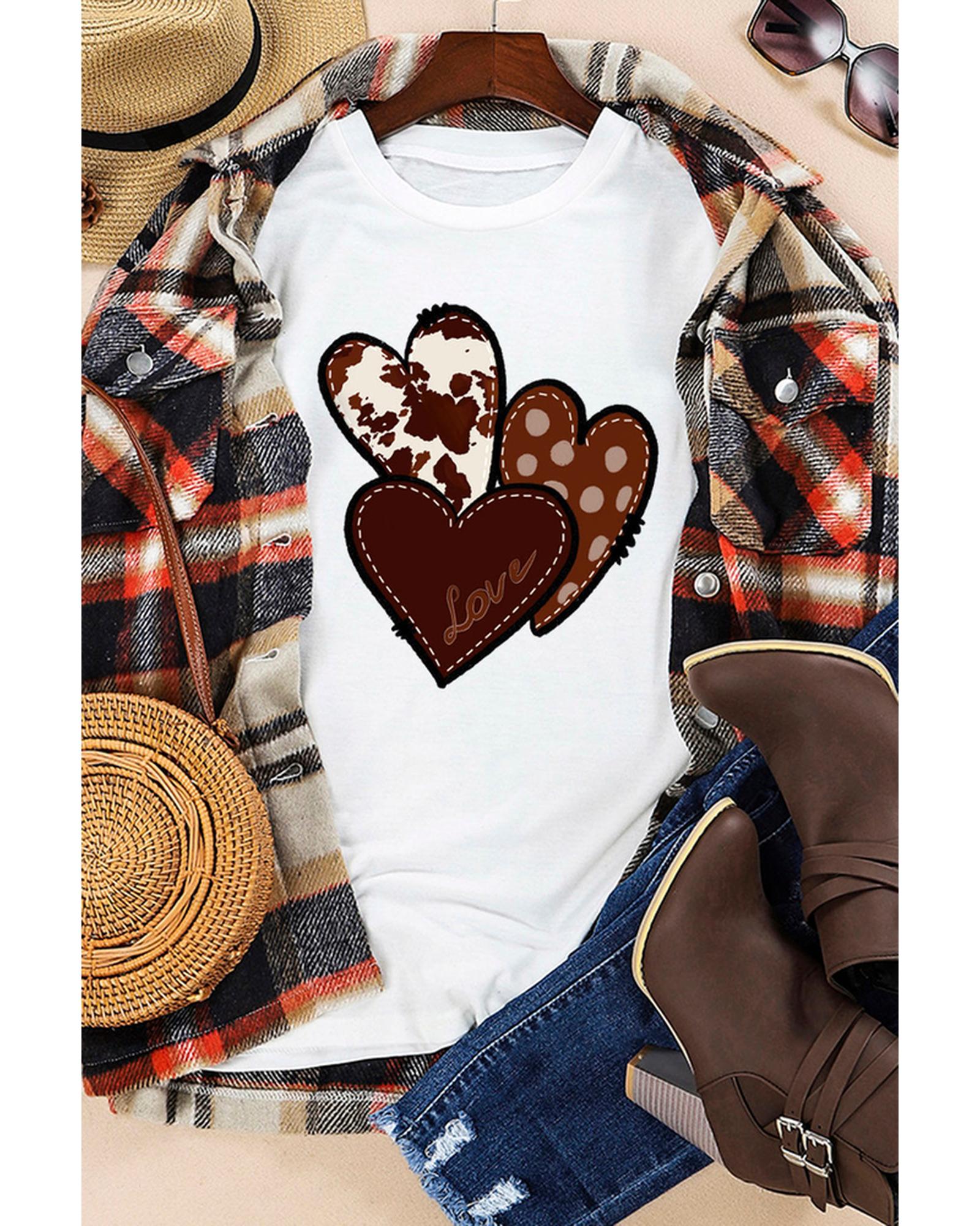 Azura Exchange Heart Print T-shirt - M