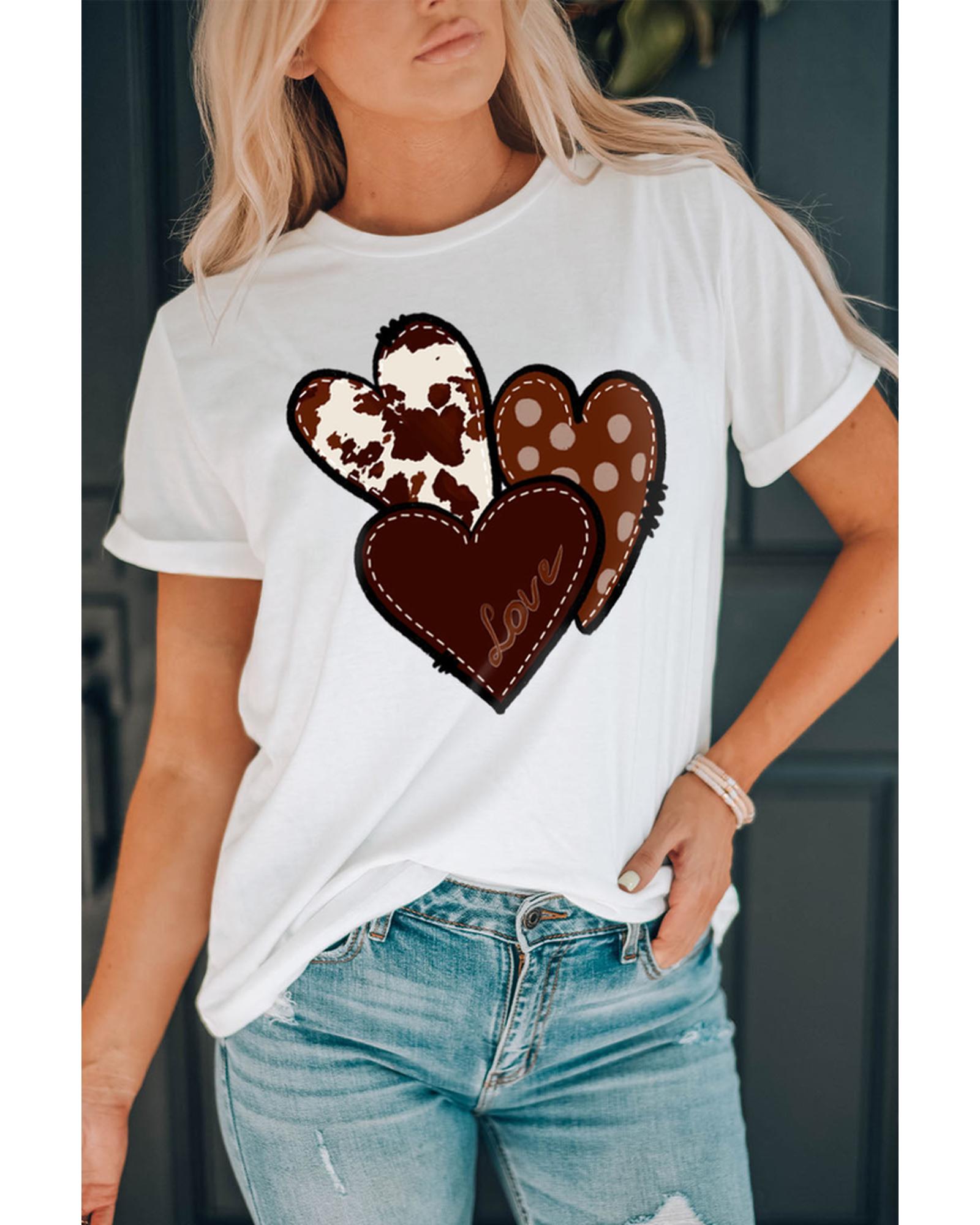 Azura Exchange Heart Print T-shirt - S