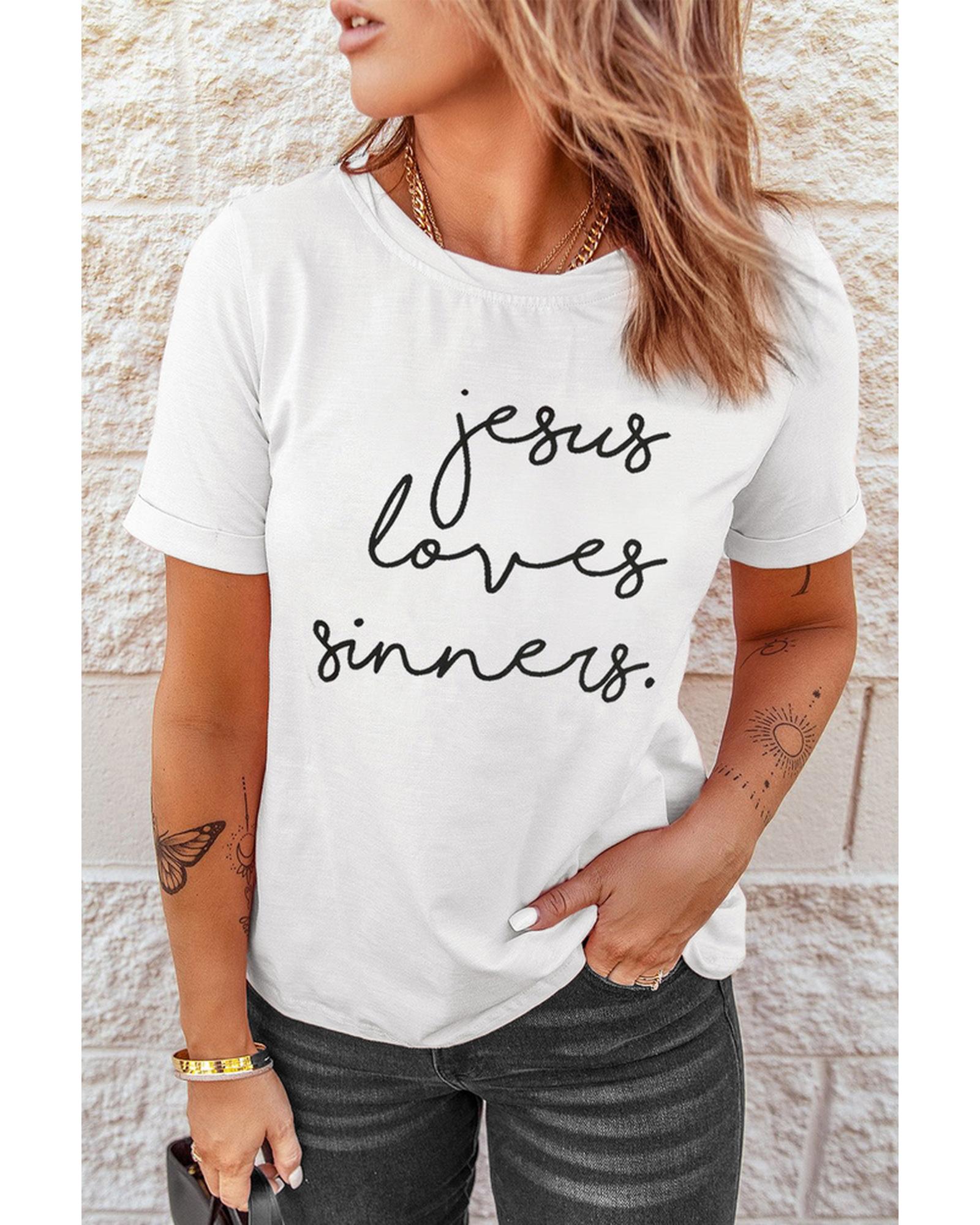 Azura Exchange Jesus Loves Sinners Funny T-Shirt - S