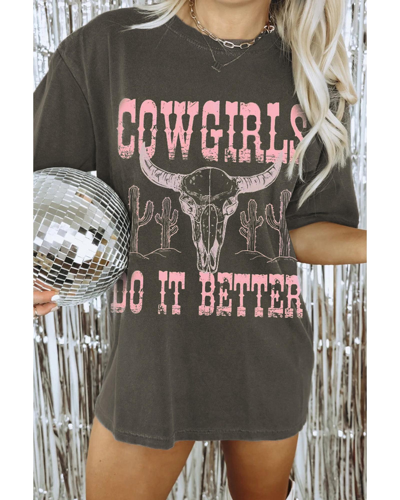 Azura Exchange COWGIRLS DO IT BETTER Graphic Print Oversized T Shirt - M