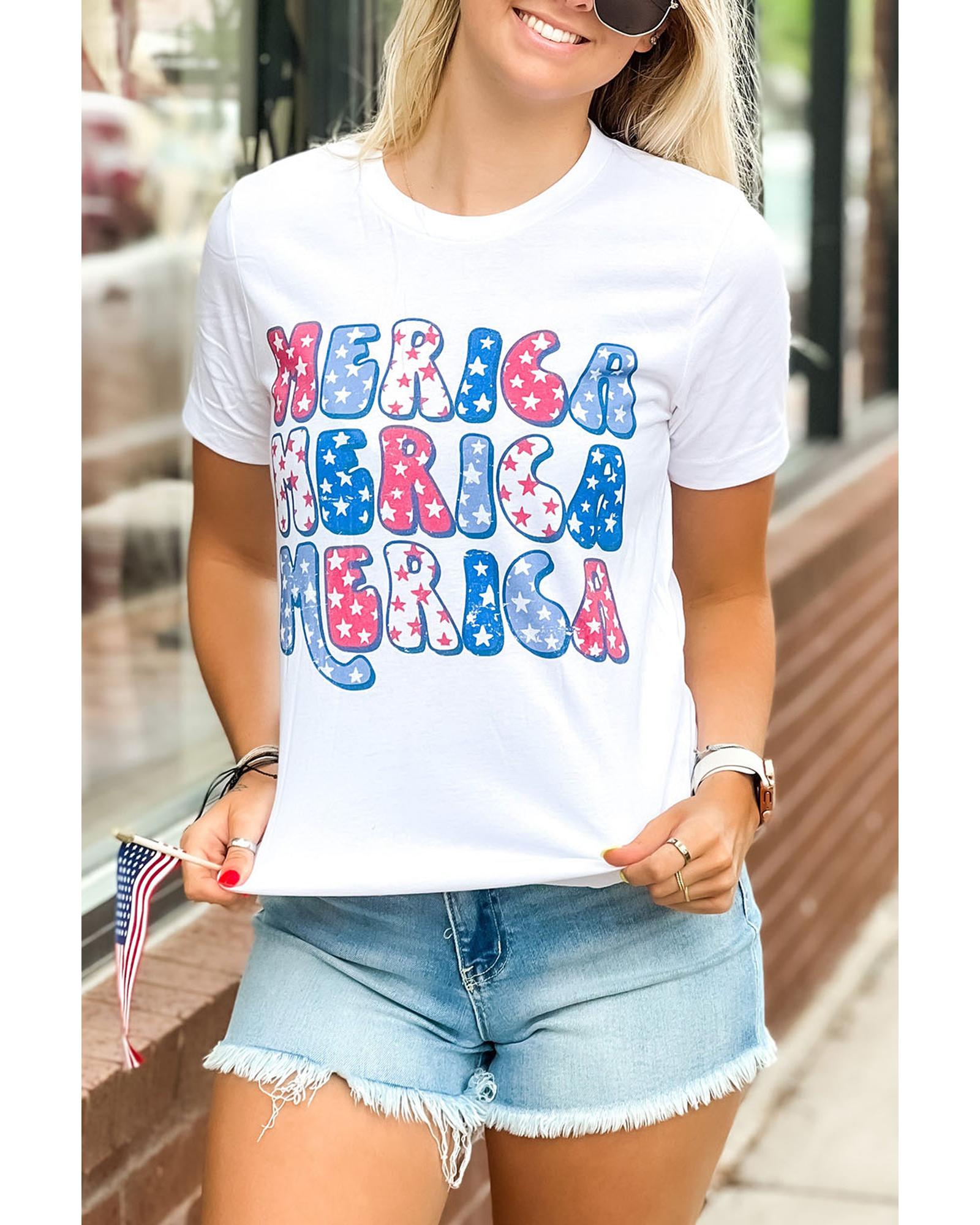 Azura Exchange Graphic Tee with MERICA Flag Element - M