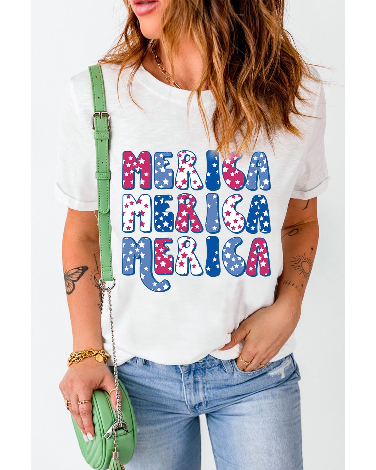 Azura Exchange Graphic Tee with MERICA Flag Element - M