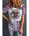 Azura Exchange Leopard Print Graphic Tee with Mom Life Slogan - S