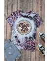 Azura Exchange Leopard Print Graphic Tee with Mom Life Slogan - S