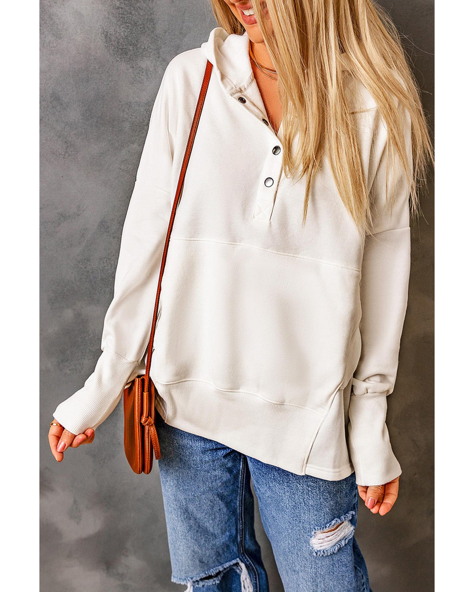 Azura Exchange Batwing Sleeve Henley Hoodie with Pockets - 2XL