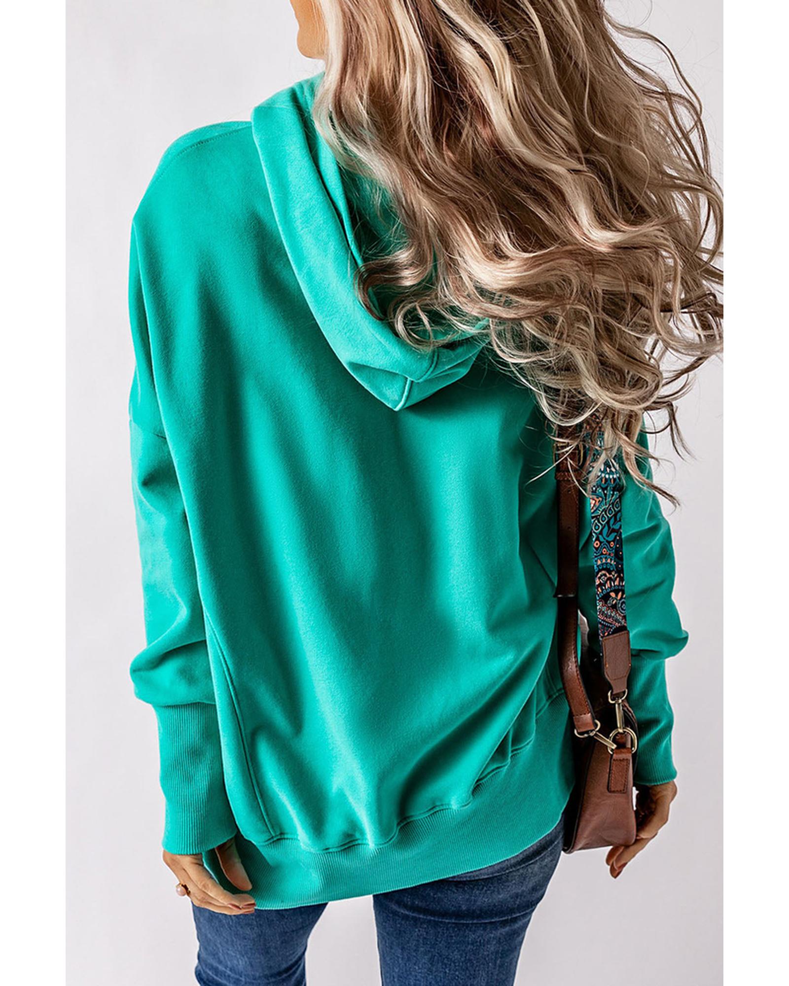 Azura Exchange Batwing Sleeve Pocketed Henley Hoodie - M