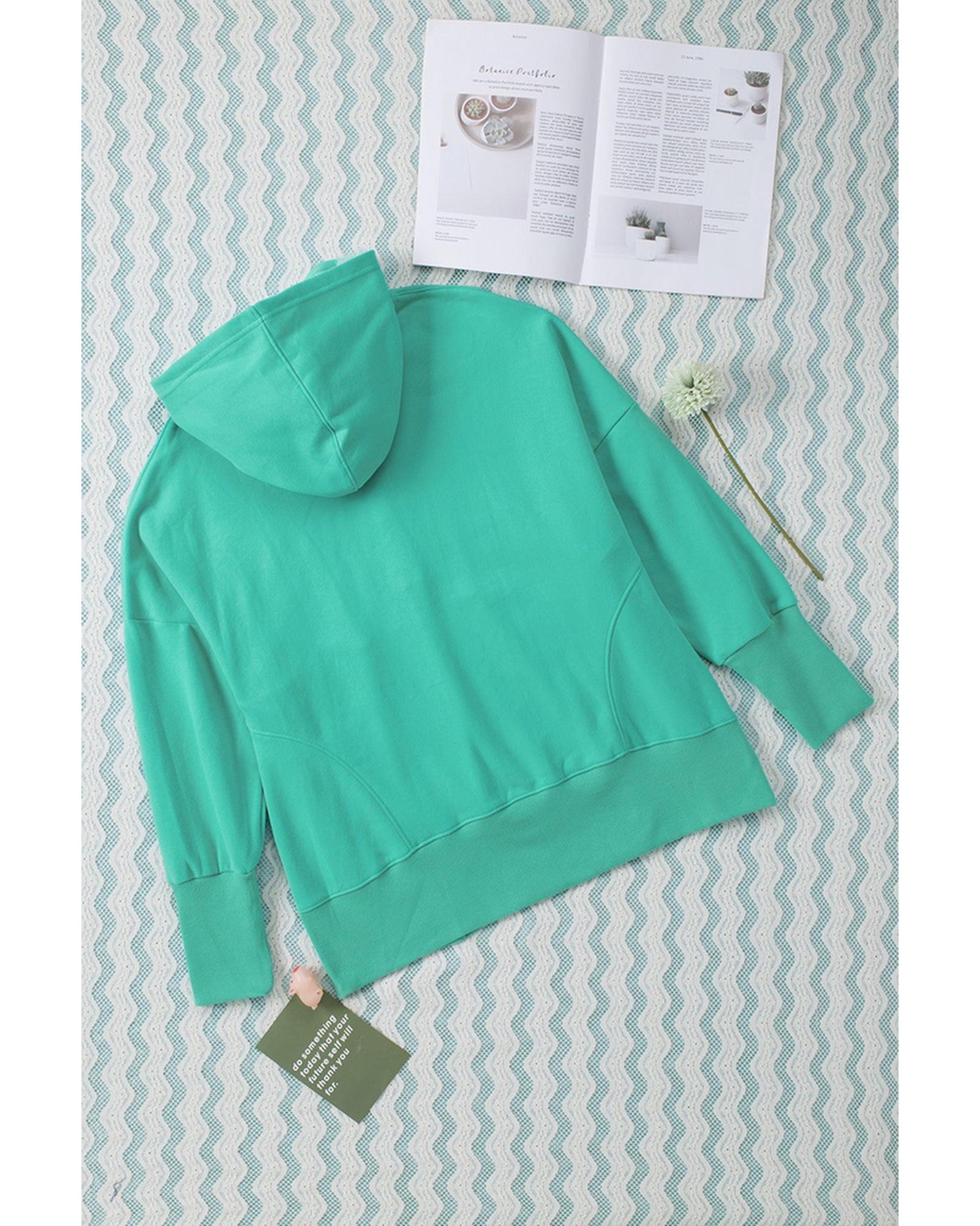 Azura Exchange Batwing Sleeve Pocketed Henley Hoodie - M