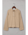 Azura Exchange Casual Khaki Hoodie with Patchwork Trim - M