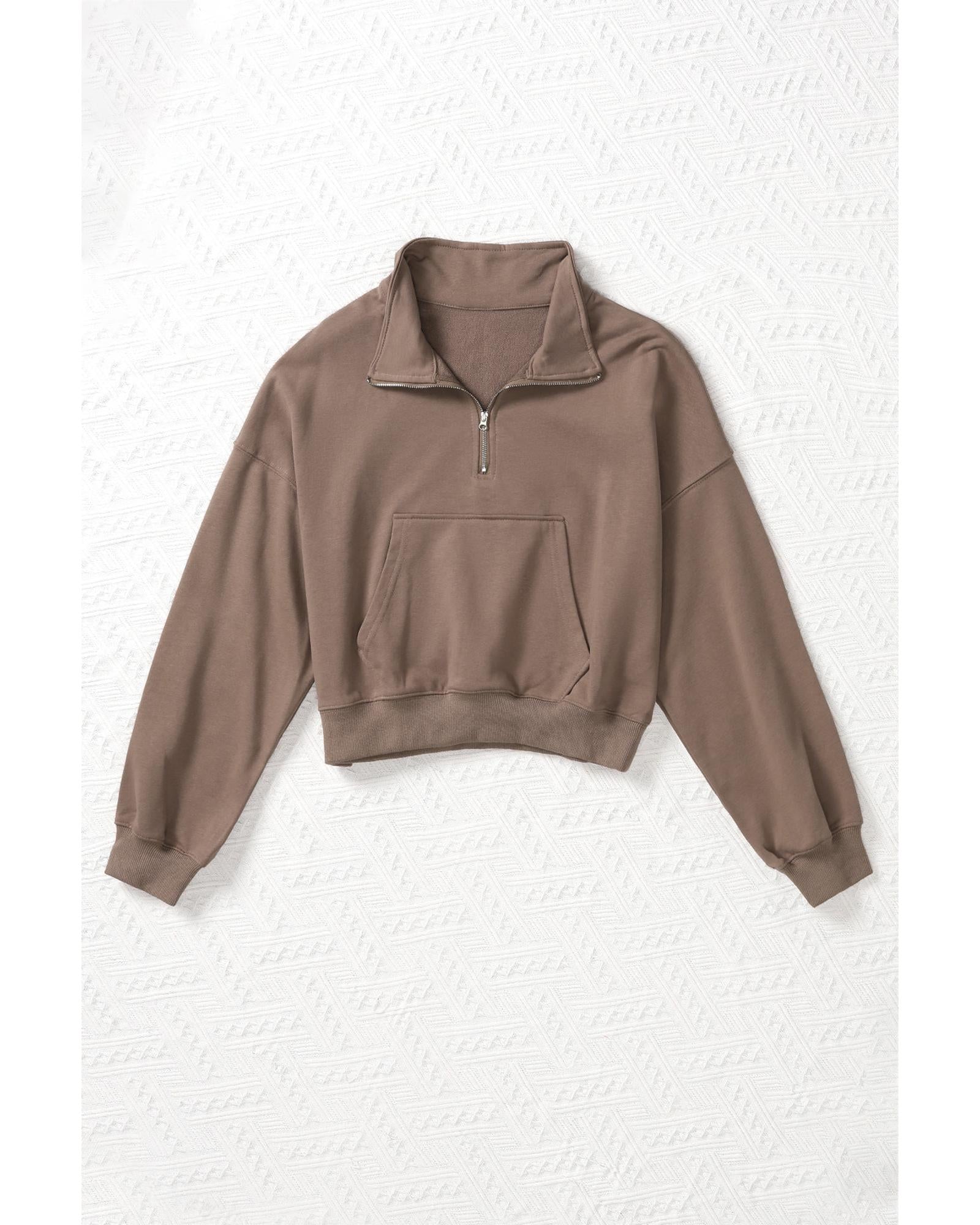 Azura Exchange Zipped Cropped Sweatshirt with Pocket - 2XL