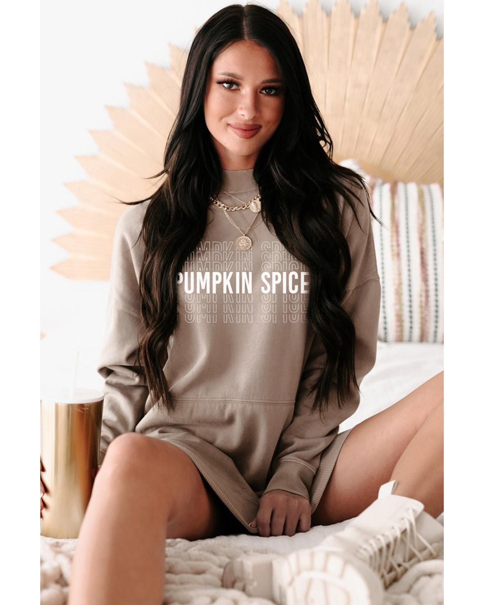 Azura Exchange Pumpkin Spice Print Sweatshirt Dress - XL