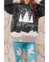 Azura Exchange Christmas Graphic Leopard Bleached Sweatshirt - XL