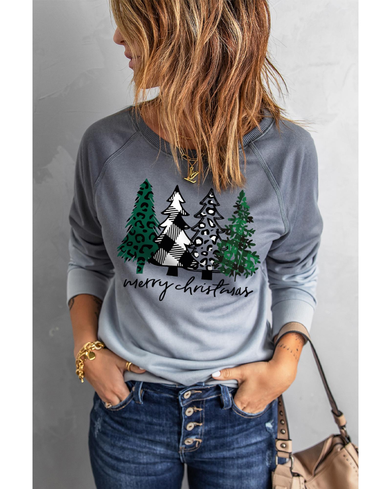 Azura Exchange Merry Christmas Tree Graphic Sweatshirt - L