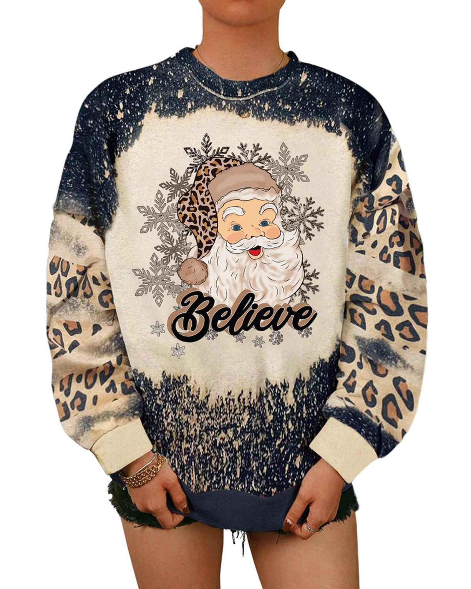 Azura Exchange Santa Clause Bleach Print Graphic Sweatshirt - M