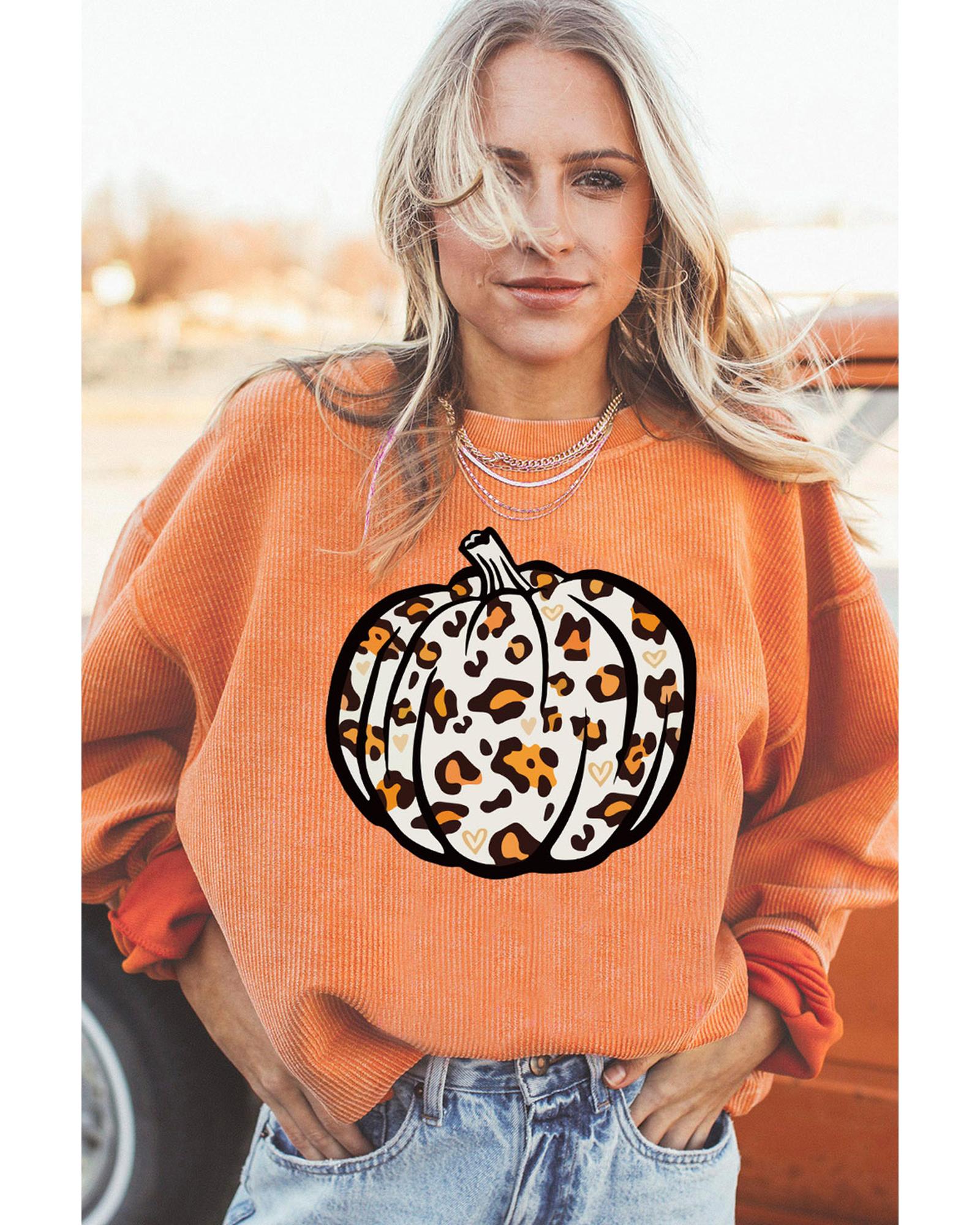 Azura Exchange Leopard Graphic Corded Sweatshirt - 2XL