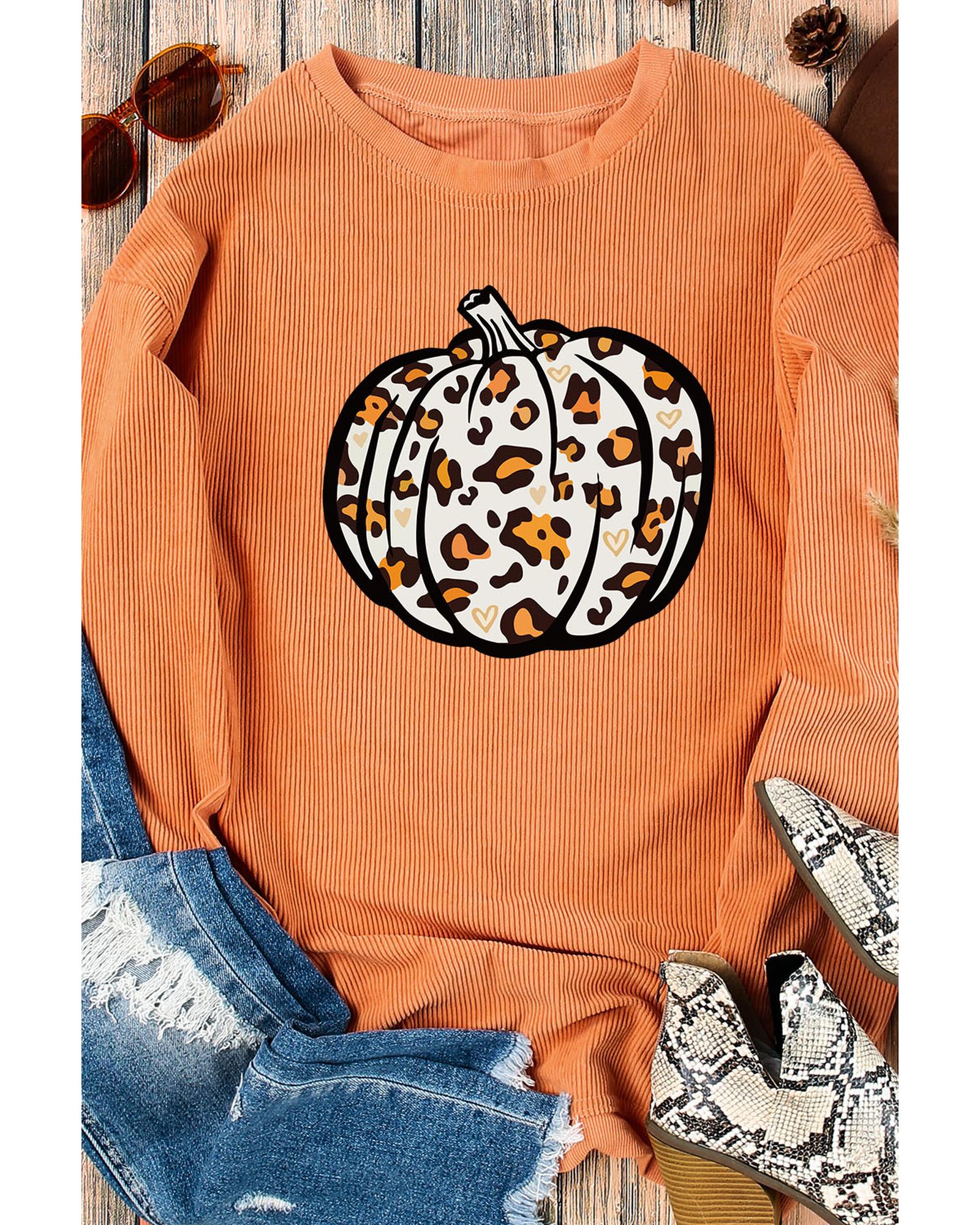 Azura Exchange Leopard Graphic Corded Sweatshirt - S