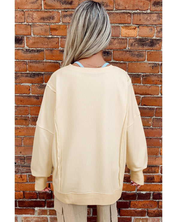 Apricot LOVE PATCH Graphic Oversized Sweatshirt - S
