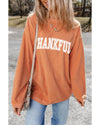 Orange THANKFUL Crew Neck Pullover Sweatshirt - L