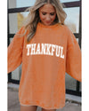 Orange THANKFUL Crew Neck Pullover Sweatshirt - L