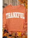 Orange THANKFUL Crew Neck Pullover Sweatshirt - L