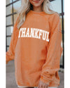 Orange THANKFUL Crew Neck Pullover Sweatshirt - L