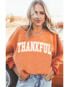 Orange THANKFUL Crew Neck Pullover Sweatshirt - L