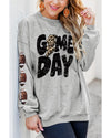 Gray GAME DAY Sequin Rugby Football Drop Shoulder Sweatshirt - S
