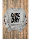 Gray GAME DAY Sequin Rugby Football Drop Shoulder Sweatshirt - S