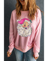 Pink Bold Christmas Claus Graphic Drop Shoulder Sweatshirt - 2XL