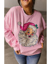 Pink Bold Christmas Claus Graphic Drop Shoulder Sweatshirt - 2XL