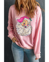 Pink Bold Christmas Claus Graphic Drop Shoulder Sweatshirt - 2XL
