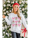 Beige Santa Claus Bowknot Pattern Christmas Sweatshirt - M