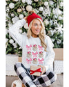 Beige Santa Claus Bowknot Pattern Christmas Sweatshirt - M