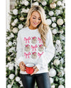 Beige Santa Claus Bowknot Pattern Christmas Sweatshirt - M
