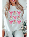 Beige Santa Claus Bowknot Pattern Christmas Sweatshirt - M