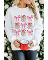 Beige Santa Claus Bowknot Pattern Christmas Sweatshirt - M