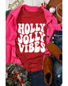 Red HOLLY JOLLY VIBES Graphic Crewneck Christmas Sweatshirt - L