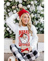 Beige MERRY CHRISTMAS Christmas Claus Graphic Drop Shoulder Sweatshirt - 2XL