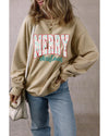 Parchment Festive Element Printed MERRY Christmas Graphic Sweatshirt - L