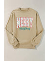 Parchment Festive Element Printed MERRY Christmas Graphic Sweatshirt - L