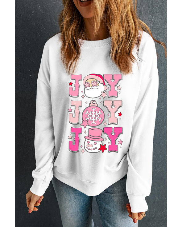 Beige Christmas Claus JOY Graphic Drop Shoulder Sweatshirt - 2XL