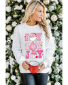 Beige Christmas Claus JOY Graphic Drop Shoulder Sweatshirt - 2XL