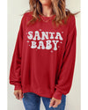 Red SANTA BABY Embroidered Crewneck Christmas Sweatshirt - M