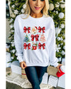 Beige Christmas Tree Bowknot Santa Clause Graphic Holiday Sweatshirt - 2XL