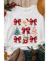 Beige Christmas Tree Bowknot Santa Clause Graphic Holiday Sweatshirt - 2XL