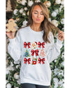 Beige Christmas Tree Bowknot Santa Clause Graphic Holiday Sweatshirt - 2XL