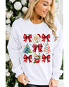 Beige Christmas Tree Bowknot Santa Clause Graphic Holiday Sweatshirt - 2XL
