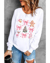 Beige Christmas Theme Pattern Pullover Sweatshirt - M