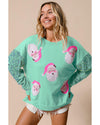 Moonlight Jade Sequined Santa Claus Long Sleeve Christmas Sweatshirt - M