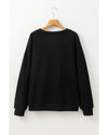 Black Thanksgiving Turkey Graphic Drop Shoulder Sweatshirt - XL