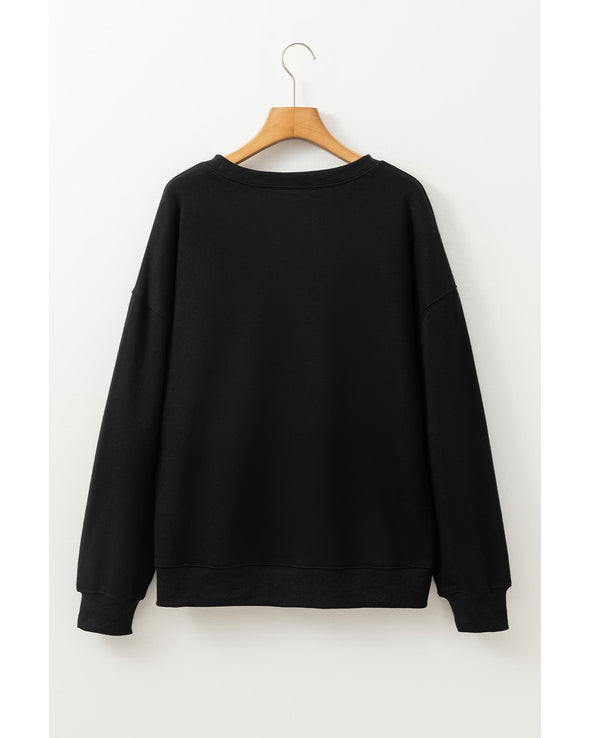 Black Thanksgiving Turkey Graphic Drop Shoulder Sweatshirt - XL